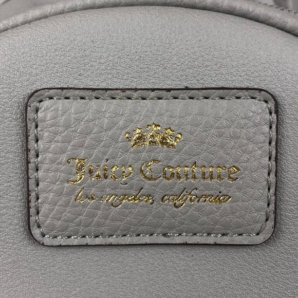 Juicy Couture Grey Gold Embellished Logo Front Top Handle Mini Backpack - Picture 10 of 15